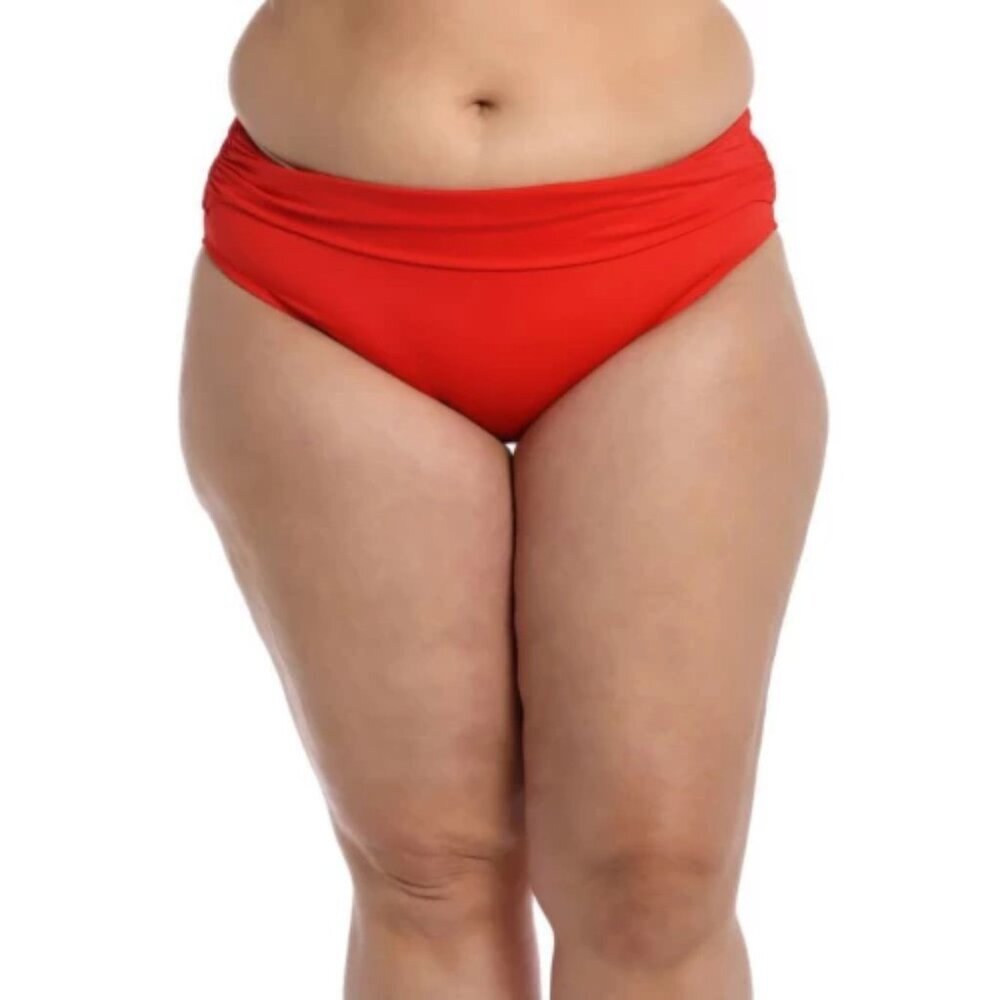 NWT La Blanca Island Goddess Shirred Band Hipster Bikini Bottom Paprika